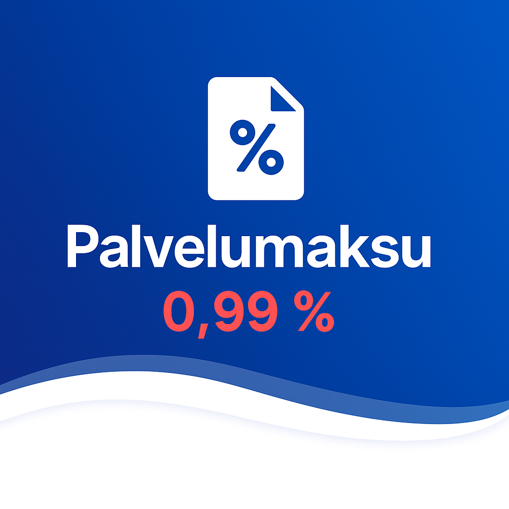Palvelumaksu
0,99 %

Aloita ilman Y-tunnusta: Kevytyrittäjyyden aloittaminen on helppoa ja nopeaa – et tarvitse omaa yritystä.